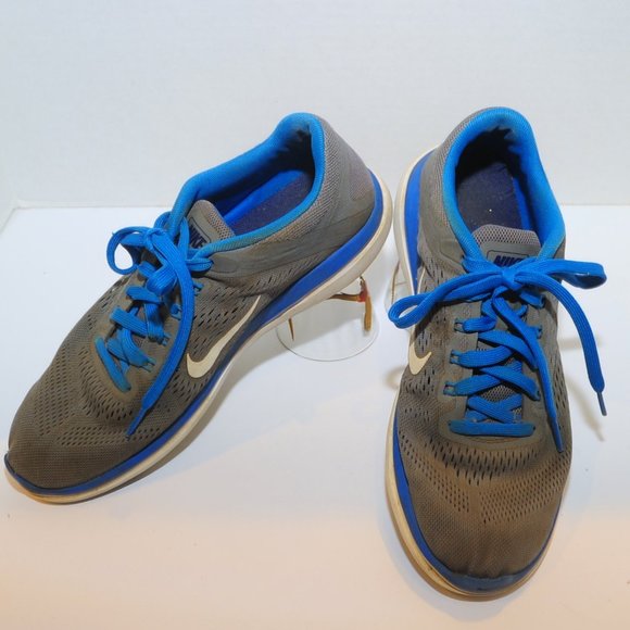 Men's Nike Flex Running Shoe Sneaker Size 9 Gray & Royal Blue RN 830369-004 - Picture 3 of 10